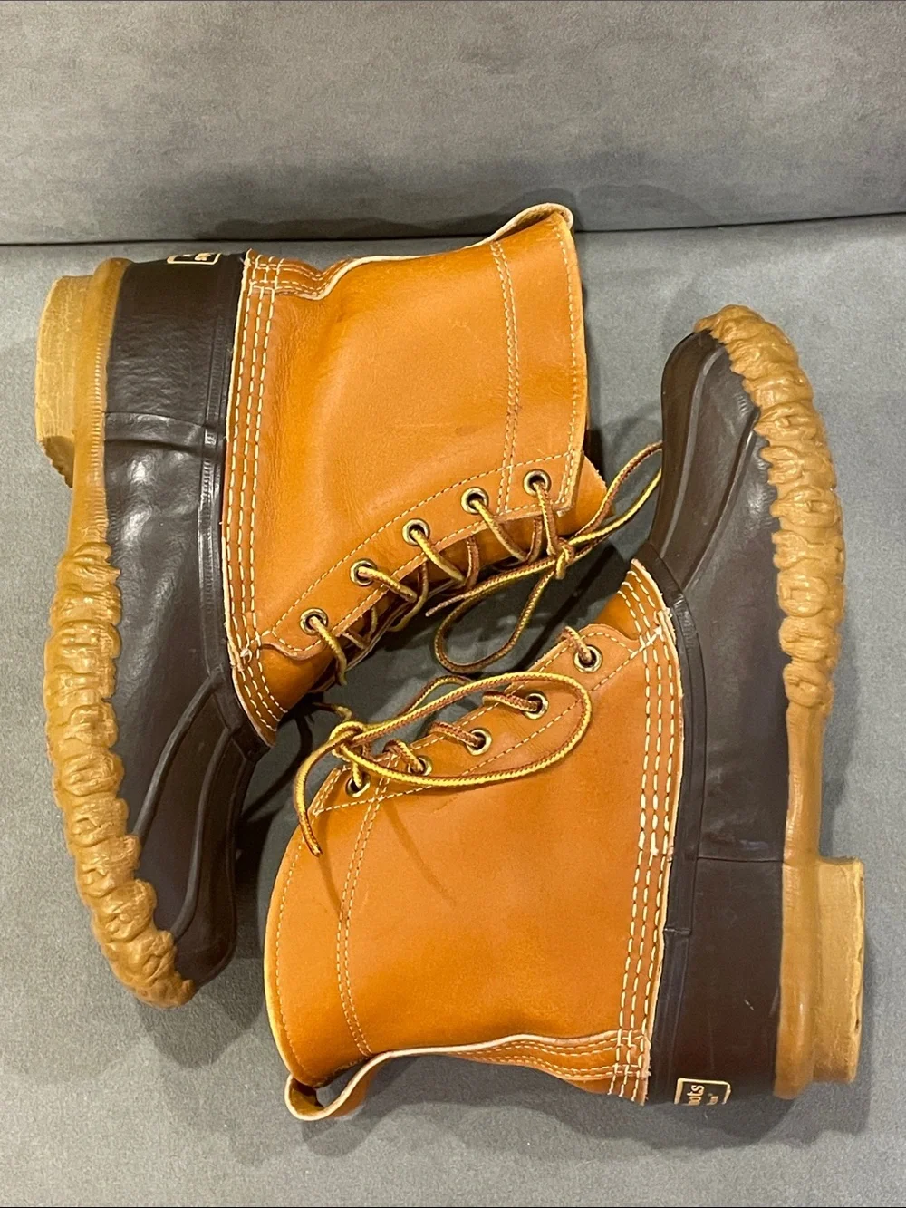Vintage LL Bean Duck Boots Sz 8 Dark Brown Leather Waterproof Made in USA 1980’s